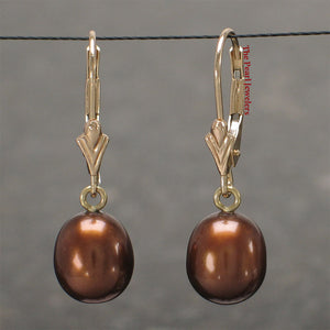 1000023-14k-Yellow-Gold-Leverback-Chocolate-Cultured-Pearl-Dangle-Earrings