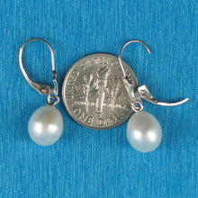 Load image into Gallery viewer, 1000025-White-Gold-Leverback-Genuine-White-Cultured-Pearl-Dangle-Earrings