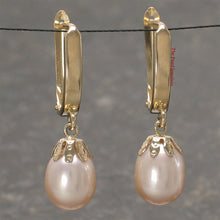 Load image into Gallery viewer, 1000042-14k-Yellow-Gold-Euro-Back-Cup-Natural-Pink-Pearls-Dangle-Earrings