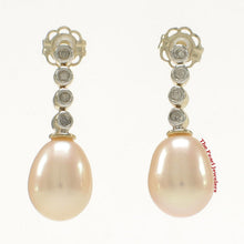 Load image into Gallery viewer, 1000112-AAA-14k-Diamonds-Romantic-Pink-Pearl-Dangle-Earrings