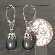 Load image into Gallery viewer, 1000126-14k-Gold-Leverback-Cups-Black-Pearl-Dangle-Earrings