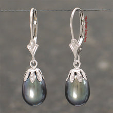Load image into Gallery viewer, 1000126-14k-Gold-Leverback-Cups-Black-Pearl-Dangle-Earrings