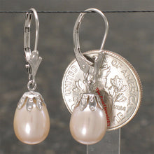 Load image into Gallery viewer, 1000127-14k-Gold-Leverback-Cups-Pink-Pearl-Dangle-Earrings