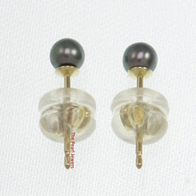 Load image into Gallery viewer, 1000141-14k-Yellow-Gold-High-Luster-Black-Cultured-Pearl-Stud-Earrings