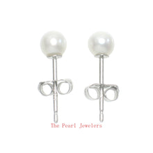 Load image into Gallery viewer, 1000145-14k-White-Gold-High-Luster-White-Cultured-Pearl-Stud-Earrings