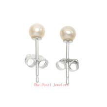 Load image into Gallery viewer, 1000147-14k-White-Gold-High-Luster-Pink-Cultured-Pearl-Stud-Earrings