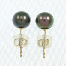 Load image into Gallery viewer, 1000161-14k-Yellow-Gold-6mm-High-Luster-Black-Cultured-Pearl-Stud-Earrings