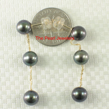 Load image into Gallery viewer, 1000171-14k-Gold-Tin-Cup-Dangle-Peacock-Cultured-Pearl-Stud-Earrings