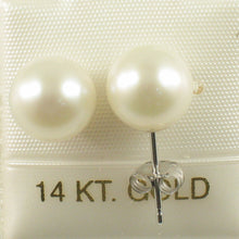 Load image into Gallery viewer, 1000185-14k-Gold-White-High-Luster-Cultured-Pearl-Stud-Earrings