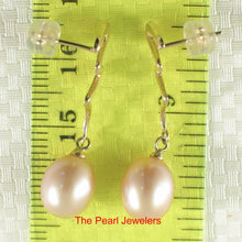 Load image into Gallery viewer, 1000192-14k-Gold-Pink-Pearl-Dangle-Earrings