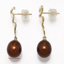 Load image into Gallery viewer, 1000193-14k-Gold-Chocolate-Pearl-Dangle-Earrings