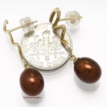 Load image into Gallery viewer, 1000193-14k-Gold-Chocolate-Pearl-Dangle-Earrings