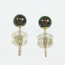 Load image into Gallery viewer, 1000251-14k-Luster-Black-Cultured-Pearl-Stud-Earrings