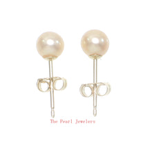 Load image into Gallery viewer, 1000252-14k-High-Luster-Peach-Cultured-Pearl-Stud-Earrings