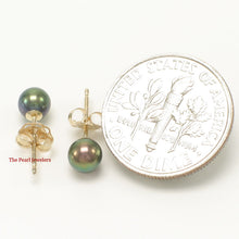 Load image into Gallery viewer, 1000261-14k-Gold-High-Luster-Black-Cultured-Pearl-Stud-Earrings
