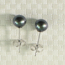 Load image into Gallery viewer, 1000266-14k-Gold-Luster-Black-Cultured-Pearl-Stud-Earrings