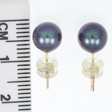 Load image into Gallery viewer, 1000271-14k-Gold-Luster-Black-Cultured-Pearl-Stud-Earrings