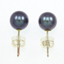 Load image into Gallery viewer, 1000271-14k-Gold-Luster-Black-Cultured-Pearl-Stud-Earrings