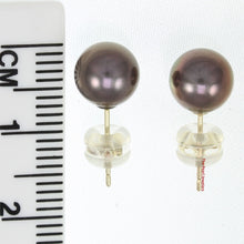 Load image into Gallery viewer, 1000279-14k-Gold-Luster-Eggplant-Cultured-Pearl-Stud-Earrings