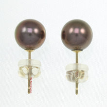 Load image into Gallery viewer, 1000279-14k-Gold-Luster-Eggplant-Cultured-Pearl-Stud-Earrings