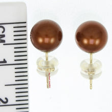 Load image into Gallery viewer, 1000283-14k-Gold-Luster-Chocolate-Cultured-Pearl-Stud-Earrings