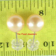 Load image into Gallery viewer, 1000287-14k-Gold-Luster-Peach-Cultured-Pearl-Stud-Earrings