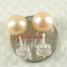 Load image into Gallery viewer, 1000287-14k-Gold-Luster-Peach-Cultured-Pearl-Stud-Earrings