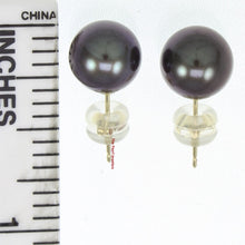Load image into Gallery viewer, 1000291-14k-Gold-Luster-Black-Cultured-Pearl-Stud-Earrings