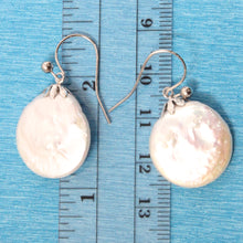 Load image into Gallery viewer, 1000345-14k-White-Gold-Fishhook-Baroque-Coin-Pearl-Dangle-Earrings