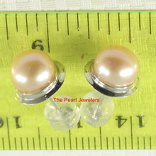 Load image into Gallery viewer, 1000377-14k-Gold-Peach-Genuine-Pearl-Stud-Earrings