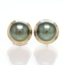 Load image into Gallery viewer, 1000391-14k-Gold-Genuine-Black-Cultured-Pearl-Stud-Earrings