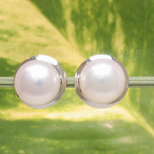 Load image into Gallery viewer, 1000395-14k-White-Gold-Genuine-White-Cultured-Pearl-Stud-Earrings