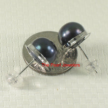 Load image into Gallery viewer, 1000396-14k-White-Gold-Black-Genuine-Cultured-Pearl-Stud-Earrings