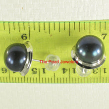 Load image into Gallery viewer, 1000396-14k-White-Gold-Black-Genuine-Cultured-Pearl-Stud-Earrings