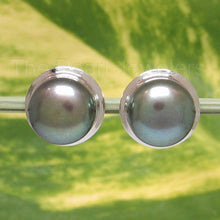 Load image into Gallery viewer, 1000396-14k-White-Gold-Black-Genuine-Cultured-Pearl-Stud-Earrings