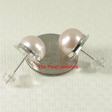 Load image into Gallery viewer, 1000397-14k-White-Gold-Genuine-Pink-Cultured-Pearl-Stud-Earrings