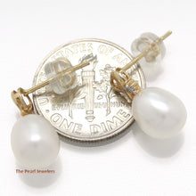 Load image into Gallery viewer, 1000470-14k-Gold-Diamonds-White-Cultured-Pearls-Stud-Earrings