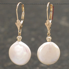 Load image into Gallery viewer, 1000530-14k-Yellow-Gold-Leverback-White-Coin-Cultured-Pearl-Dangle-Earrings
