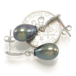 1000566-14k-White-Gold-Sparkling-Diamonds-Black-Cultured-Pearl-Dangle-Earrings