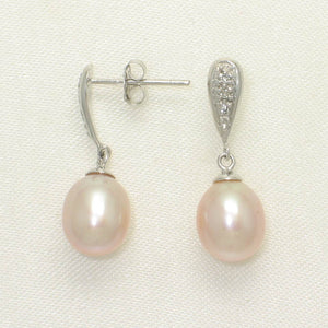 1000567-14k-White-Gold-Sparkling-Diamonds-Pink-Cultured-Pearl-Dangle-Earrings