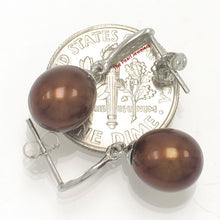 Load image into Gallery viewer, 1000568-14k-White-Gold-Sparkling-Diamonds-Chocolate-Cultured-Pearl-Dangle-Earrings