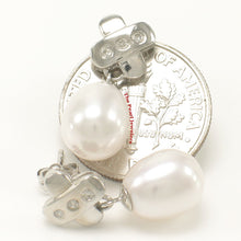 Load image into Gallery viewer, 1000605-14k-Gold-Diamonds-White-Cultured-Pearl-Dangle-Stud-Earrings