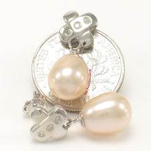 Load image into Gallery viewer, 1000607-14k-Gold-Diamonds-Peach-Cultured-Pearl-Dangle-Stud-Earrings