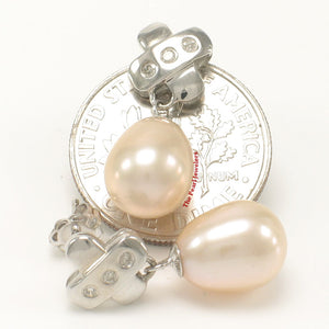 1000607-14k-Gold-Diamonds-Peach-Cultured-Pearl-Dangle-Stud-Earrings