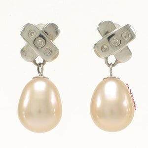 1000607-14k-Gold-Diamonds-Peach-Cultured-Pearl-Dangle-Stud-Earrings