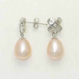 1000607-14k-Gold-Diamonds-Peach-Cultured-Pearl-Dangle-Stud-Earrings