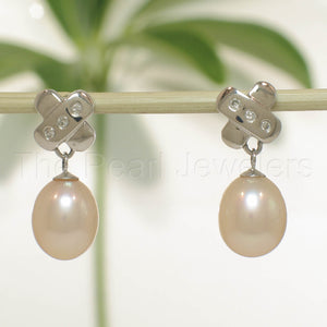 1000607-14k-Gold-Diamonds-Peach-Cultured-Pearl-Dangle-Stud-Earrings