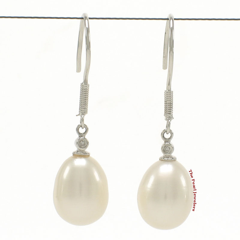 1000625-14k-White-Gold-Fish-Hook-Diamonds-White-Pearl-Dangle-Earrings