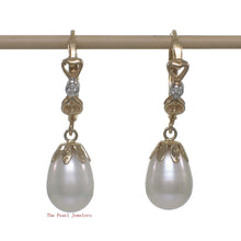 Load image into Gallery viewer, 1000650-14k-Yellow-Gold-Diamonds-White-Cultured-Pearls-Dangle-Earrings