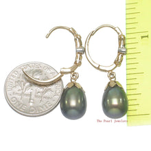 Load image into Gallery viewer, 1000651-14k-Yellow-Gold-Diamonds-Black-Cultured-Pearls-Dangle-Earrings